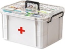 Medicine Opslag Box, Pillenfles Organisator, Dubbele Compartiment, Transparant, Grote Capaciteit, Wit