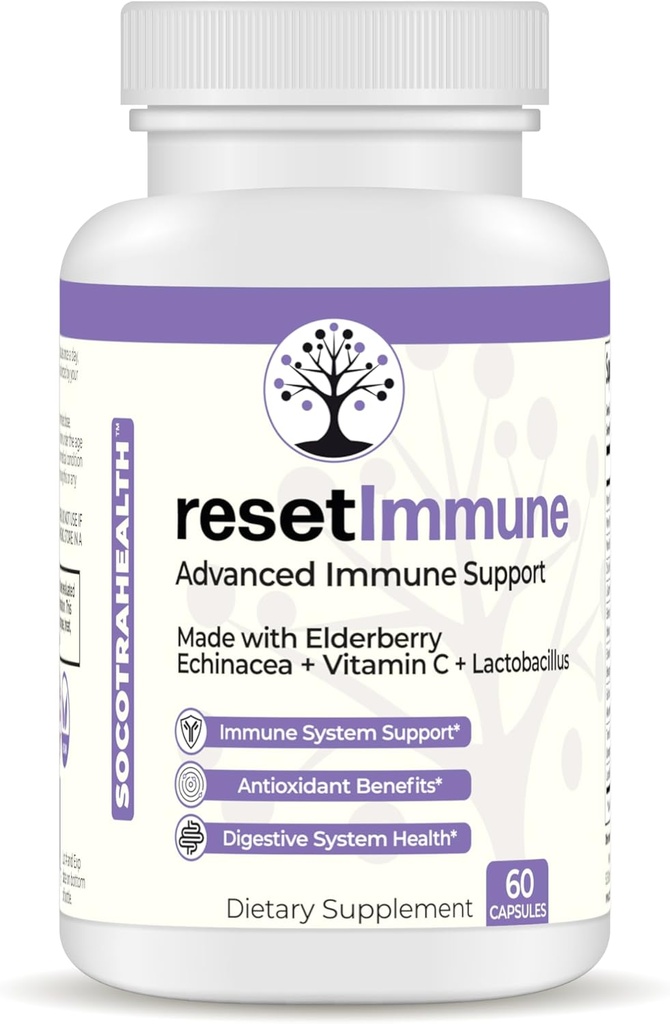ResetImmune - Advanced Immune Support - met vlierbessen, echinacea, vitamine C, Lactobacillus - 60 Vegan Capsules