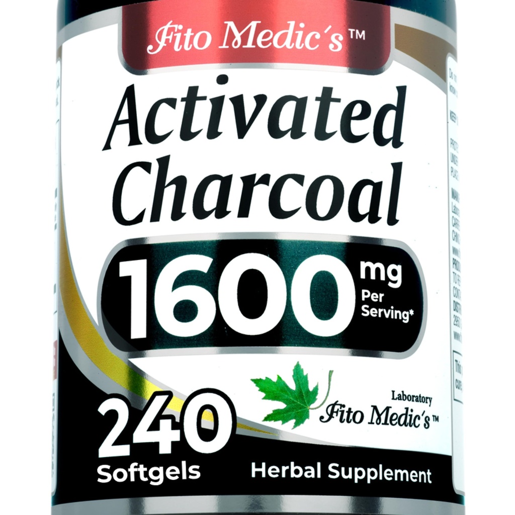 FITO MEDIC'S Lab Een niet-bewerkte Charcoal pillen 1600 mg per Serving 