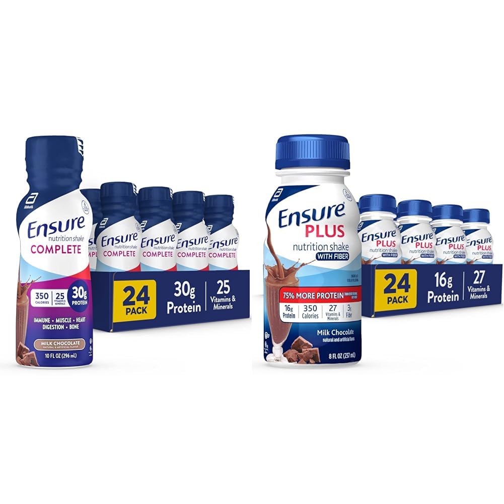 Zorg voor complete voeding Shake en Zorg ervoor dat Plus voeding Shake met vezels, 16 Gram eiwit, Maaltijd vervangende vloeistof, Melkchocolate, glutenvrij, 8 Fl Oz (verpakking van 24)