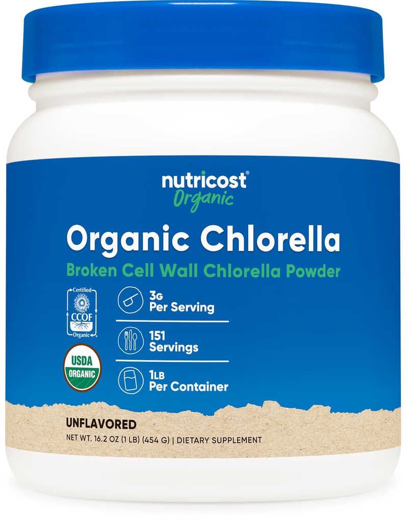 Nutricost Biologische Chlorella Poeder 16oz (1LB) - 3g Per portie