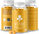 WellPath Vital Turmeric Gummies + Ginger - Joint Support Curcumin Supplement, Turmeric Curcumin C3 Complex, Tasty Alternative to Capsules, Turmeric & Ginger Root, Tropical Flavor Chews, Vegan, 60 Ct