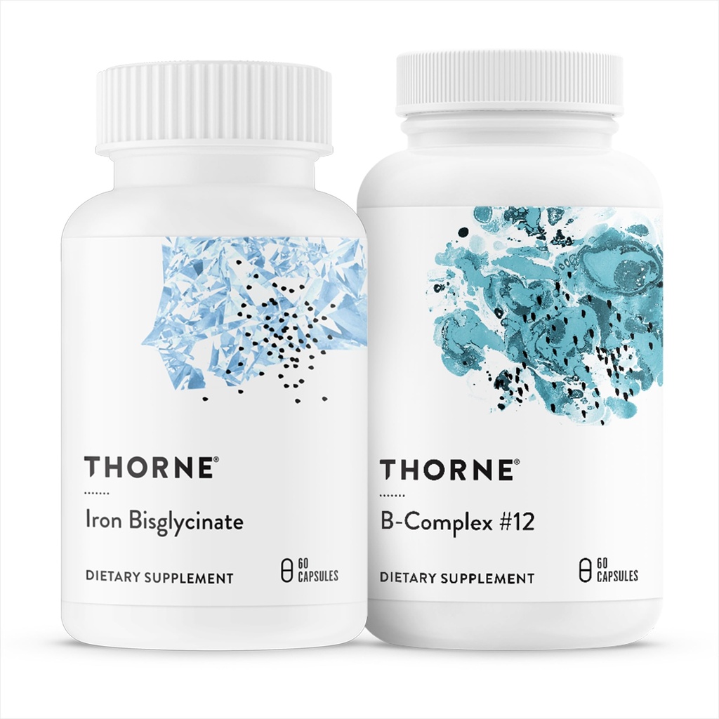THORNE - Nutriënt Essentials Duo - Iron Bisglycinaat & B-complex #12 voor energieondersteuning en bloedopbouw - 60 porties
