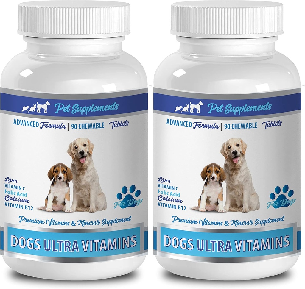 Coat Health Hond Treats - Honden Ultra Vitaminen - Mineralen - Essentiële NUTRIËNTEN - Premium en Natuurlijke - Honden Calcium Fosfor - 2 Flessen (180 Kauwen)