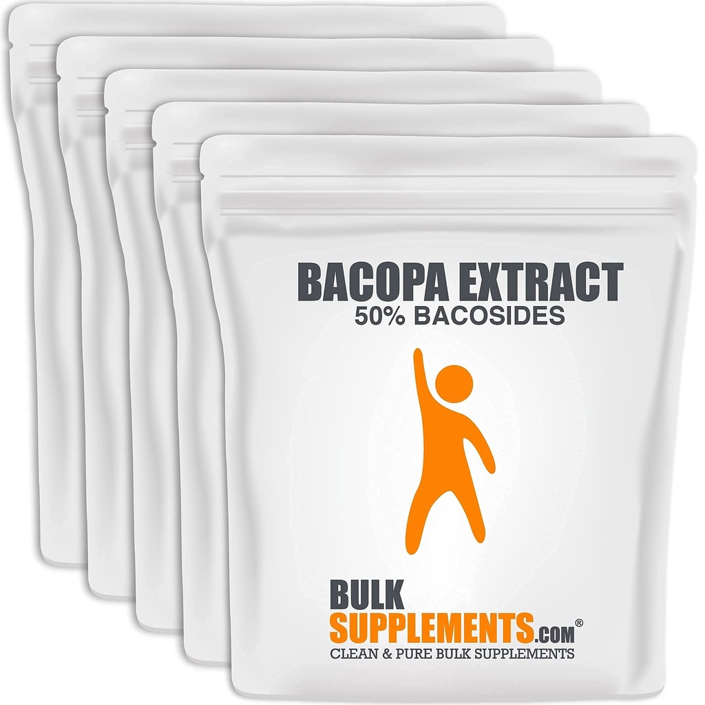 BulkSupplements.com Bacopa Extract Powder - Bacopa Monnieri Supplement, Bacopa Powder - Bacopa Supplementen, Veganistisch & Glutenvrij, 500mg per portie, 5kg (11 lbs) (verpakking van 5)