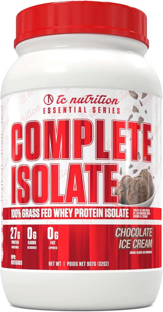 Complete isolaatgras Fed Wei proteïne isolaat poeder - Zero carbs of vet, Wei eiwit poeder voor spiergroei & herstel, Niet GMO Wei isolaat eiwit poeder - Chocolade ijs, 29 serv (2lb)