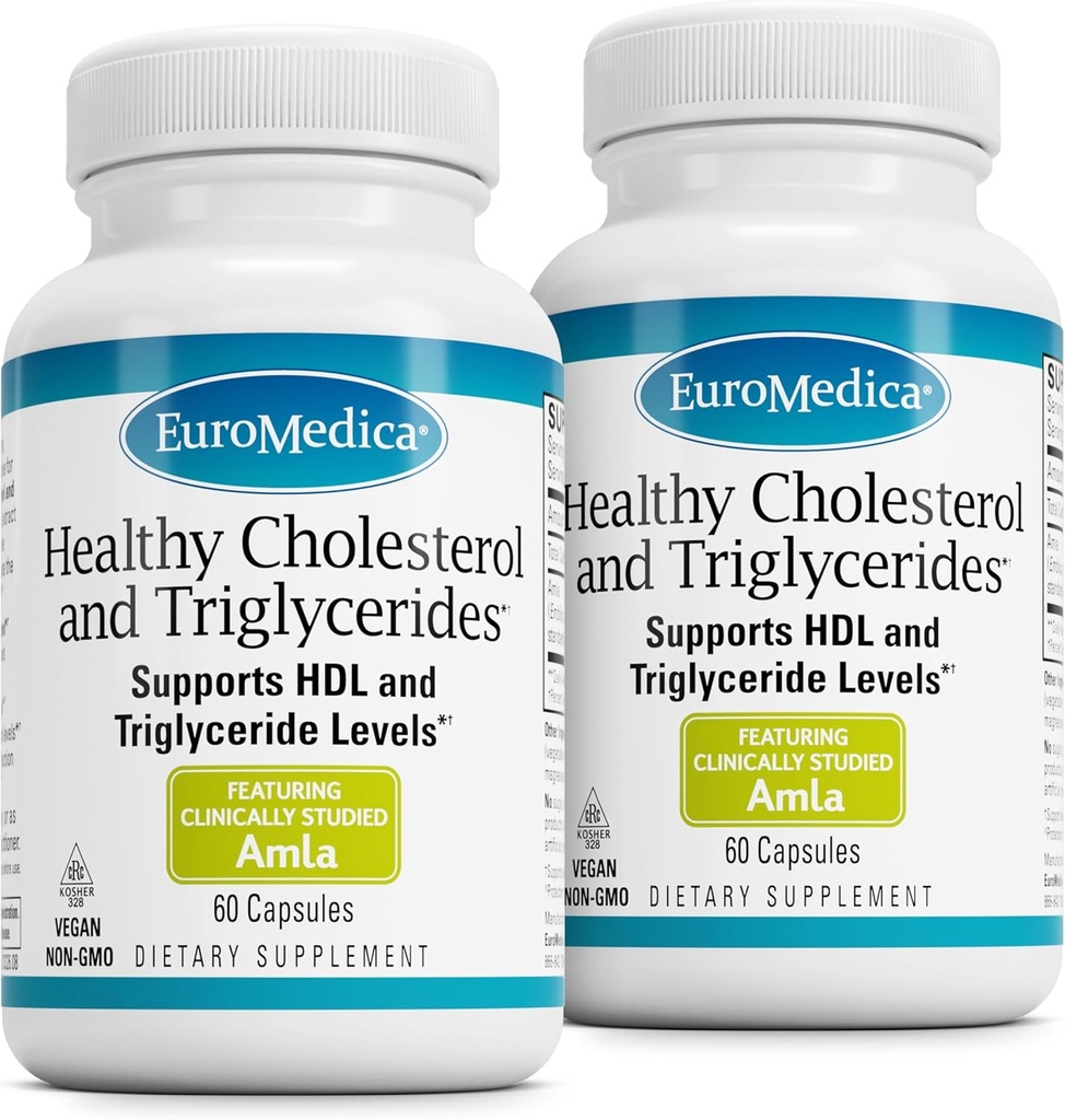 EuroMedica Healthy Cholesterol and Triglyceriden - Antioxidant Supplement for Immune & Heart Support - Supplement to Aid Healthy Cholesterol & triglyceride - 60 Capsules, 2 Pack (120 Capsules)