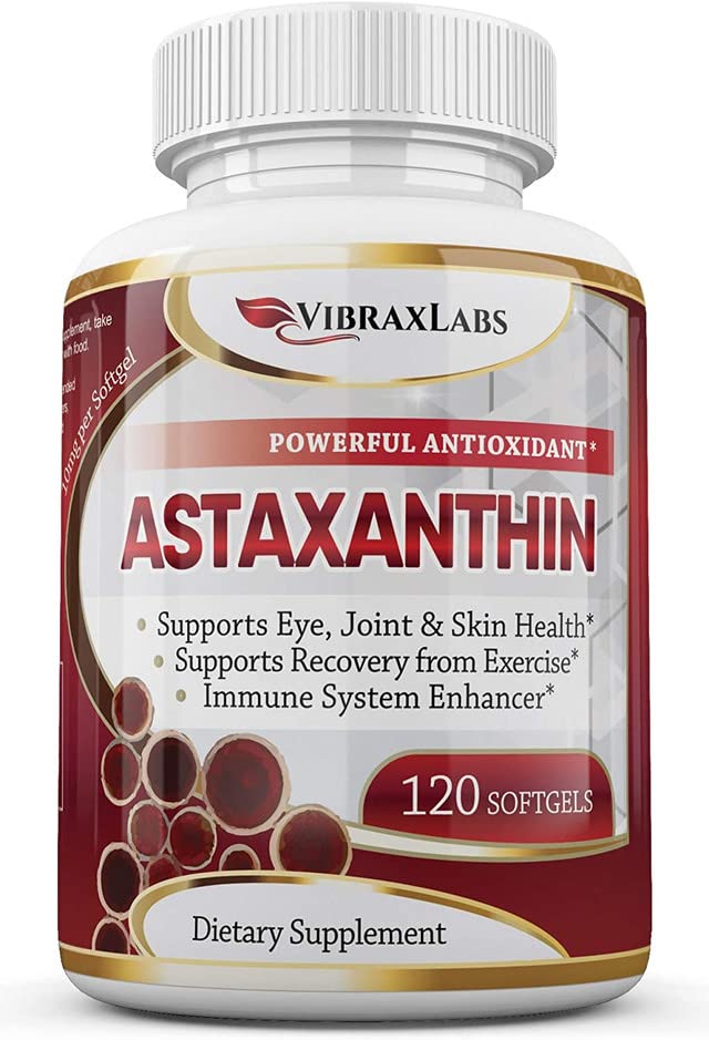 Astaxanthine 10mg Supplement/Best Pure Antioxidant van Microalgen, helpt huidverzorging & Oog, Artritische gewrichten, gezonde veroudering, Boosting Energy, 120 Non-GMO Softgels - Premium Astaxanthine Supplementen