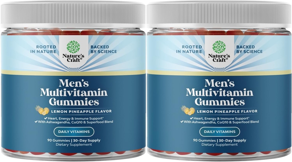 Mannen Multivitaminen Gummies met Superfood Complex - Dagelijkse Multivitamine voor mannen met CoQ10 en Ashwagandha voor energie en immuniteit - Vegetarische Volwassen Multivitamine Gummies voor mannen (2 maanden levering)
