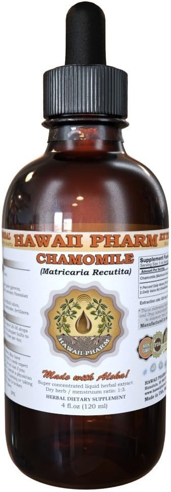 HawaiiPharm kamille Liquid Extract, Biologische kamille (Matricaria Recutita) Tinctuur Supplement 4 oz