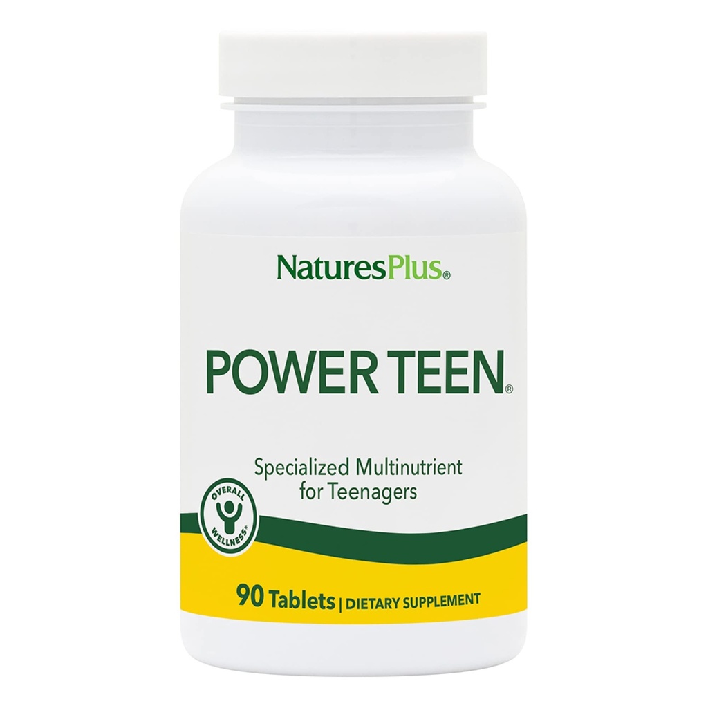 Natures Plus Bron van de Levenskracht Tiener - 90 Vegetarische tabletten - Tiener Multivitamine met Mineralen & Whole Foods for Mental Focus, Energy Booster - Glutenvrije - 45 Serven