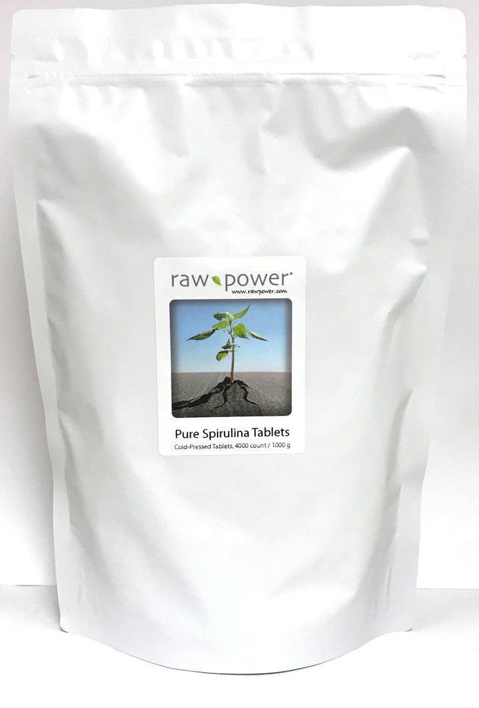 Raw Power Spirulina Cold-Pressed Tablets Bulk Kilo Bag 4000 Tel 250mg Tabletten 1000g Totaal Organics