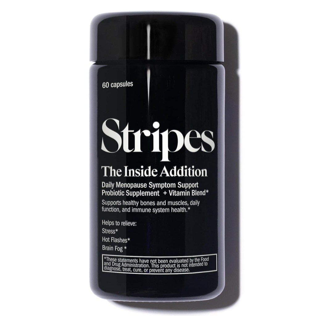Stripes Beauty Naomi Watts De toevoeging Supplement Ondersteuning Perimenopauze Menopauze Symptomen Relieve Hot Flashes Stress Brein Fog Probiotic Multi Vitamine 60 Ct