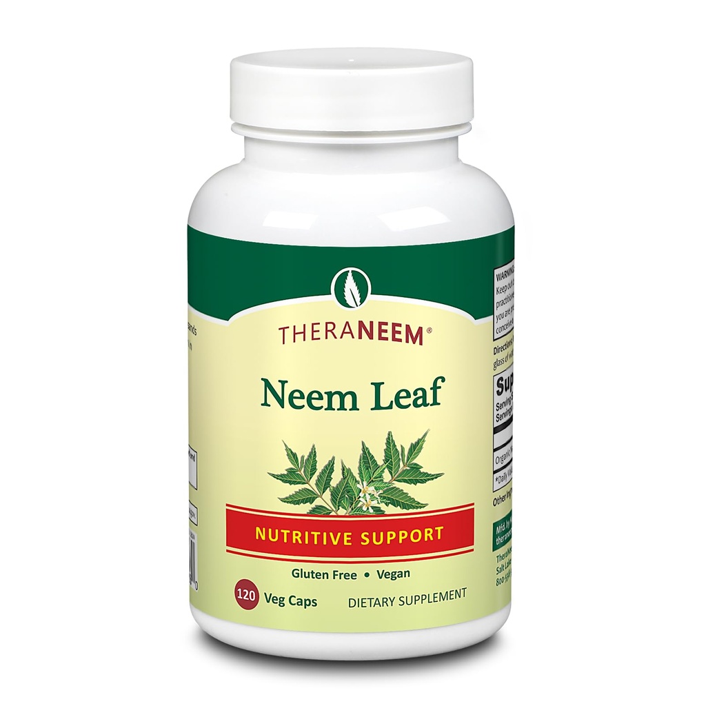 THERANEEM Neem Leaf Capsules - Krachtige voedende ondersteuning met antioxidanten en meer - Veganistisch, Glutenvrij, 60 dagen garantie - 120 porties, 120 VegCaps