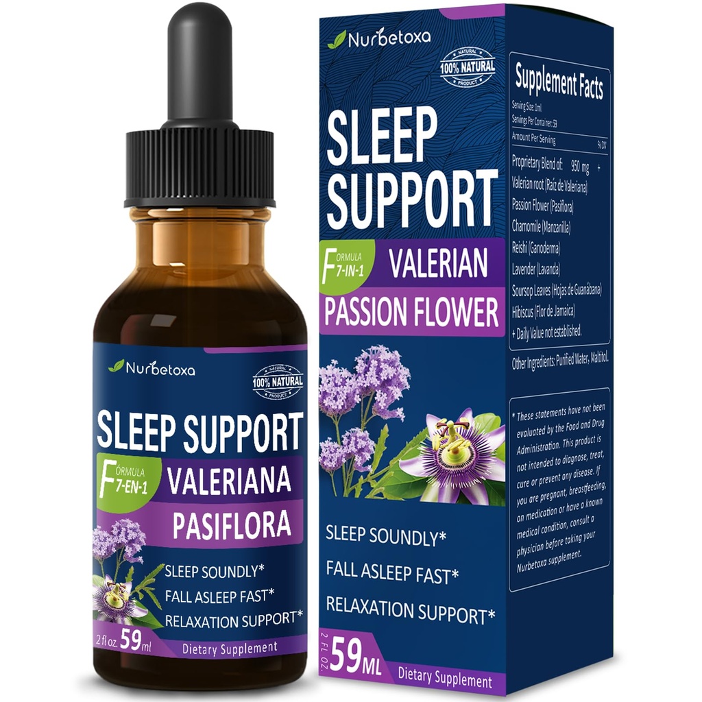 Valeriaan slaapsteun Drops, Gotas de Pasiflora y Valeriana y Lavanda para Dormir Profundamente rapido. Passiebloem & Lavendel Extract vloeibare tinctuur voor snelle en gezonde slaap. 2oz