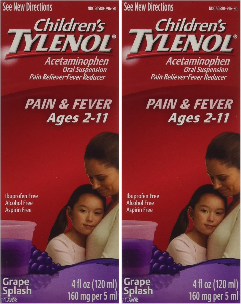 Kinderen Tylenol druif smaak leeftijden 2-11 - 2 verpakkingen van 4.0 FL OZ