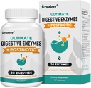 Orgabay Digestieve Enzymen 1000mg met Postbiotica, 20 Enzyme Blend voor Bloating, Optimale Digestie en Gut Functie, 60 Veggie Capsules