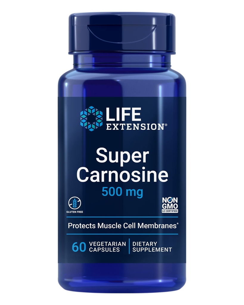 Life Extension Super Carnosine, L-carnosine, Luteoline, Vitamine B1, Spierondersteuning, Oefening Herstel, Hart Gezondheid, Glutenvrije, Niet-GMO, Vegetarisch, 60 Capsules