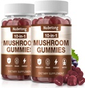 Nubetong Mushroom Gummies - 10x Mushroom Supplement voor volwassenen met Lion's Mane, Reishi, Chaga en Turkije staart - Brain Booster, Immune Support, Stress Relief en Focus Support (2 Pack)