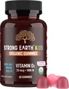 YUM-V'S Sterke Aarde Biologische Vitamine D3 Gummies (1000 IE Vitamine D 3 per Serving, 60 Tellen) Bot & Immuun Ondersteuning Vitamine D Gummies, Vegan Kauwbare Vitaminen