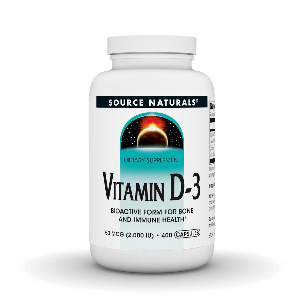 Bron Naturals Vitamine D-3, ondersteunt Bone & Immune Health, 2000 ie - 400 Capsules