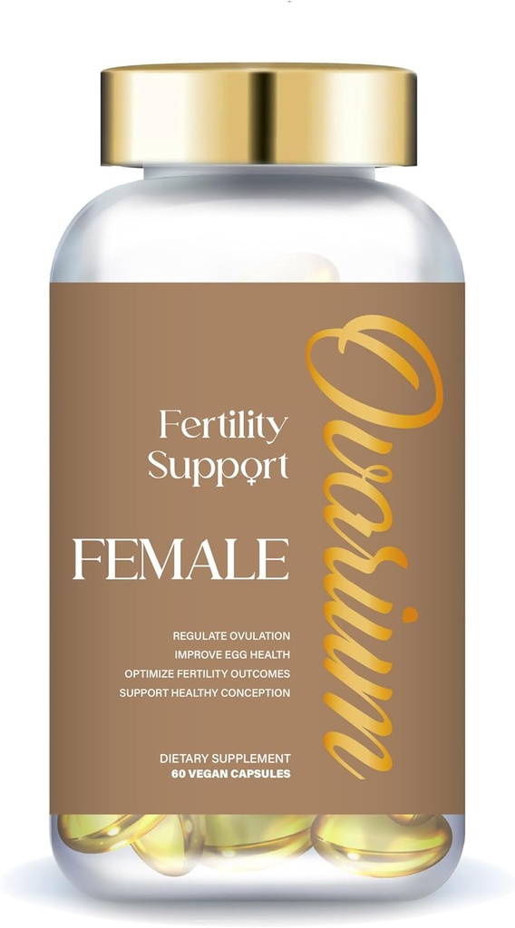 Ovarrium® Vruchtbaarheid Support Supplement - Vrouwelijke Blend - Vegan Multivitamine w/Zwarte Tea Extract, DHA, Omega-3, Chasteberry, & Folate - Ondersteunt gezonde Conception & Verbetert Egg Health (60 Capsules)