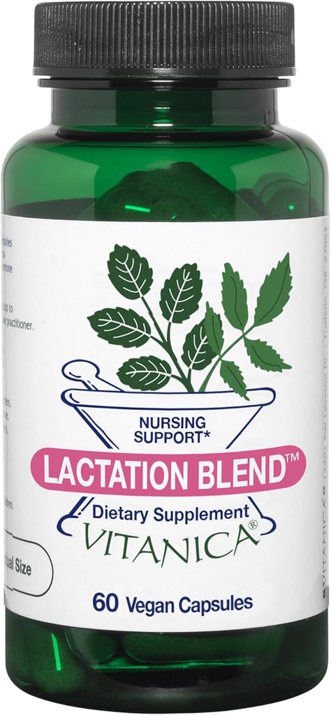 Vitanica Borstvoeding Blend, Borstvoeding Supplement, Borstvoeding Ondersteuning verhogen van de moedermelkvoorziening en -stroom, biologische venkel, melkdistel, Fenegriekzaad en meer, niet-GMO, Veganist, 60 capsules
