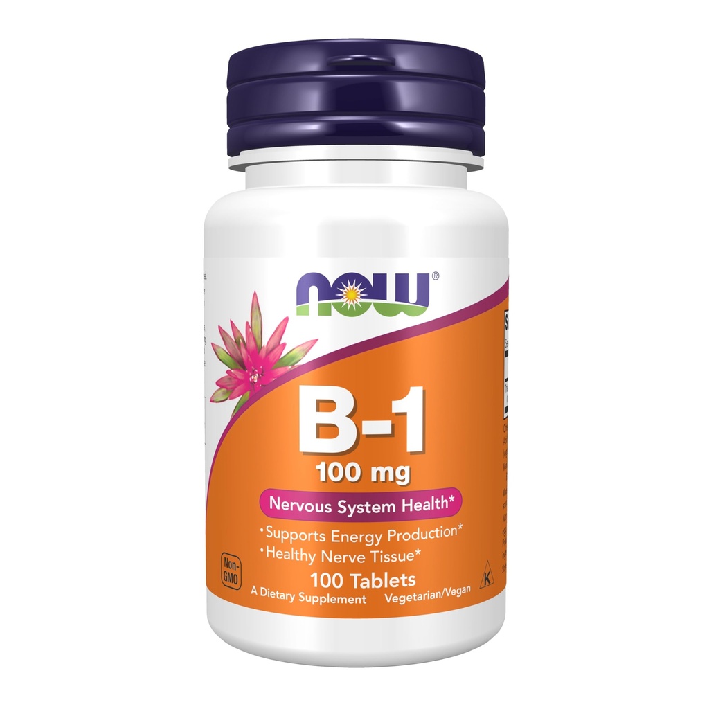 NOW Voedingssupplementen, Vitamine B-1 100 mg, Energieproductie*, Zenuwstelselgezondheid*, 100 tabletten