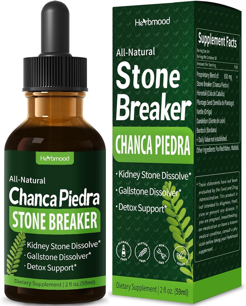 Chanca Piedra Stone Breaker Drops for Nierstenen & Gallstone Oplosser, Horsetail Extract Nierreiniging Detox & Repair, Gotas de Cola de Caballo y ChancaPiedra para Los Riñones. 2 oz
