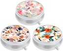 3 Pack pil Box, kleine pil geval voor portemonnee & zak, leuke reis medicijnen Organisator, draagbare geneeskunde container houder om vitamines te houden, medicijnen, visolie & supplement, roze witte bloemen