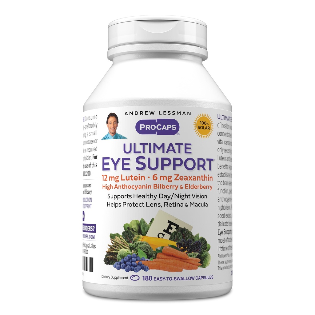ANDREW LESSMAN Ultimate Eye Support 180 Softgels - 12mg Lutein, 6mg Zeaxanthine, Blauwe bosbessen, belangrijke voedingsstoffen om ooggezondheid te ondersteunen en een gezonde visie te bevorderen. Geen additieven. Gemakkelijk te slikken Softgels