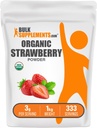 BulkSupplements.com Biologische Aardbeipoeder - Fruitpoeder van biologische Aardbeien - Geen suiker Toegevoegd & Glutenvrij, 3g per portie, 1kg (verpakking van 1)