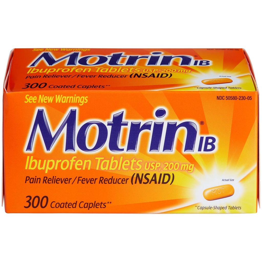 Motrin Ib Ibuprofen Tabletten Pijnkoorts Reliëver: 300 gecoate capletten