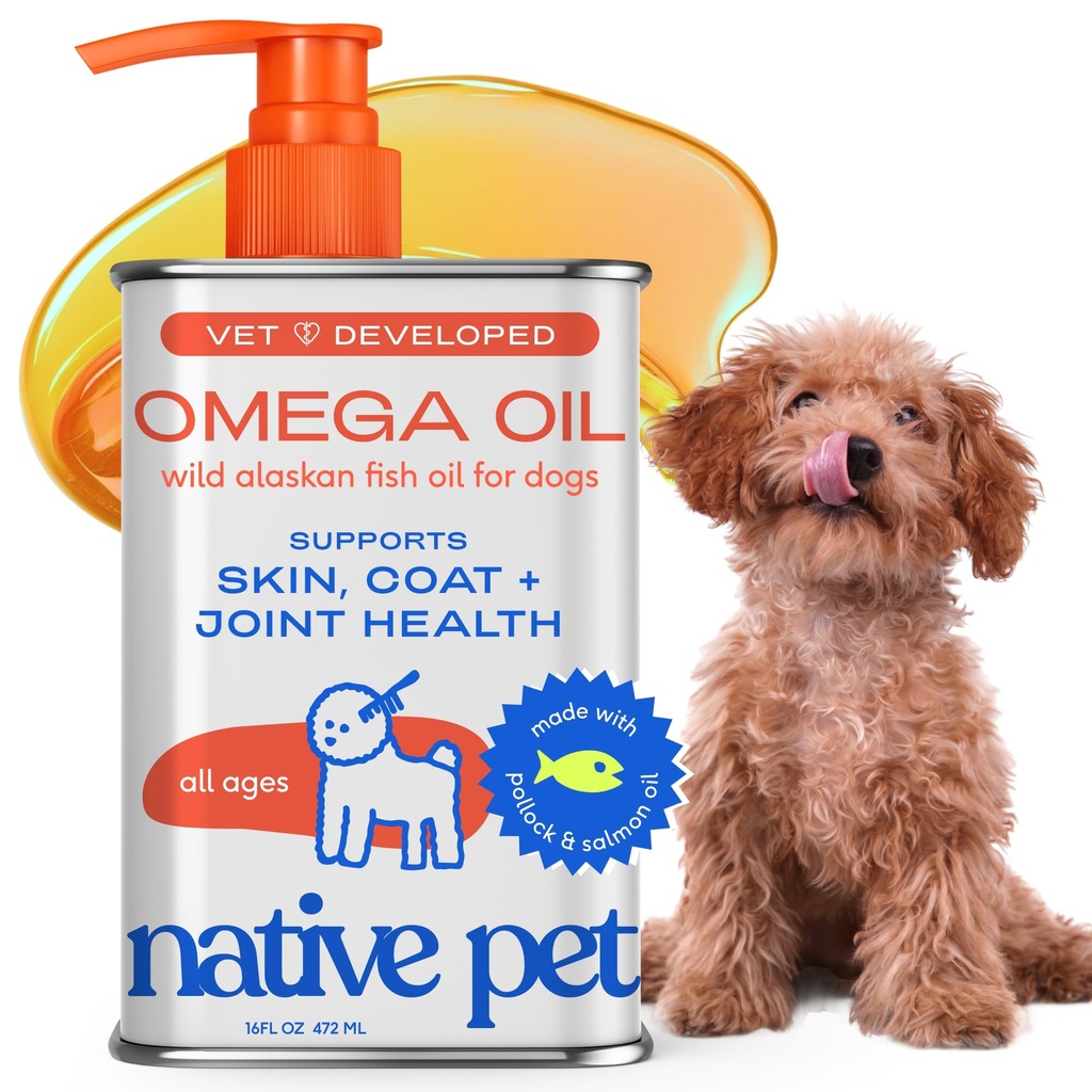 Native Pet Omega 3 Visolie voor honden en katten - Promoot gezonde huid, glanzende jas, en sterke gewrichten - Gemaakt met Wild Alaska zalmolie voor honden 
