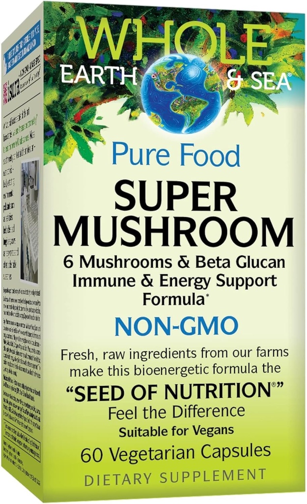 Whole Earth & Sea from Natural Factors, Super Mushroom, Whole Food Supplement, Vegan, 60 vegetarische capsules (60 porties)