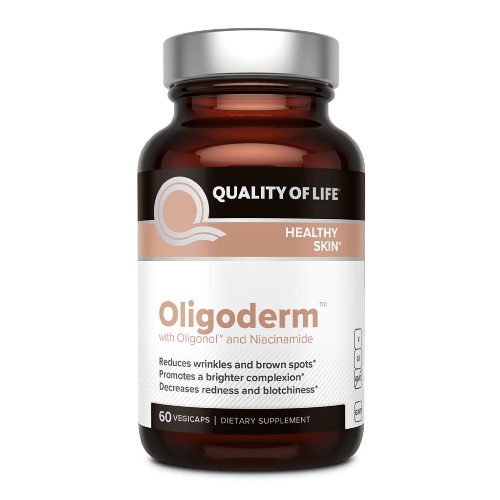 Kwaliteit van leven Olidoderm, Premium Skin Support Supplement met Oligonol en Niacinamide - 60 capsules