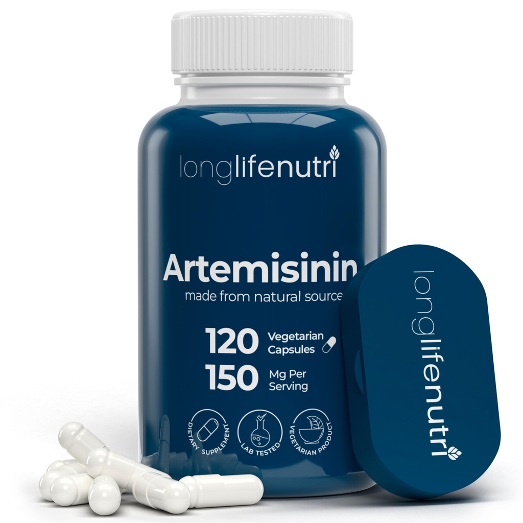 LongLifeNutri Artemisinin 150mg - Afgeleid van Sweet Wormwood, 120 Vegetarian Capsules, Biologische Artemisia Annua Supplement voor dagelijkse detox, 4-maands levering, GMP gecertificeerd, Made in USA