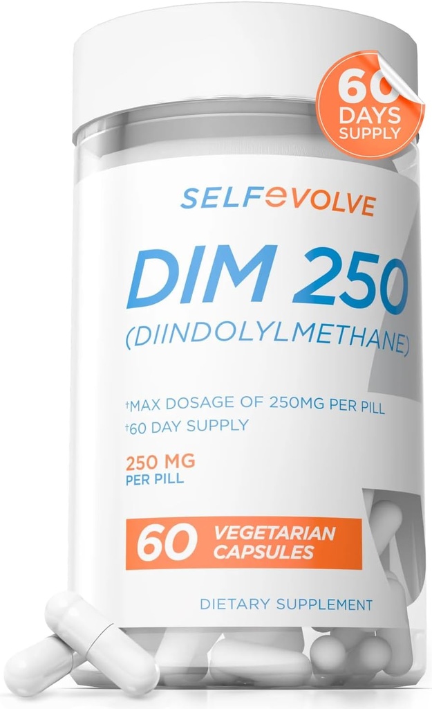 DIM supplement 250 mg met BioPerine, Estrogeen Balance & Hormone Balance voor vrouwen en mannen, Menopauze supplementen voor vrouwen, Antioxidant Support, Vegan Capsules, 60 Ct, 2 maand levering