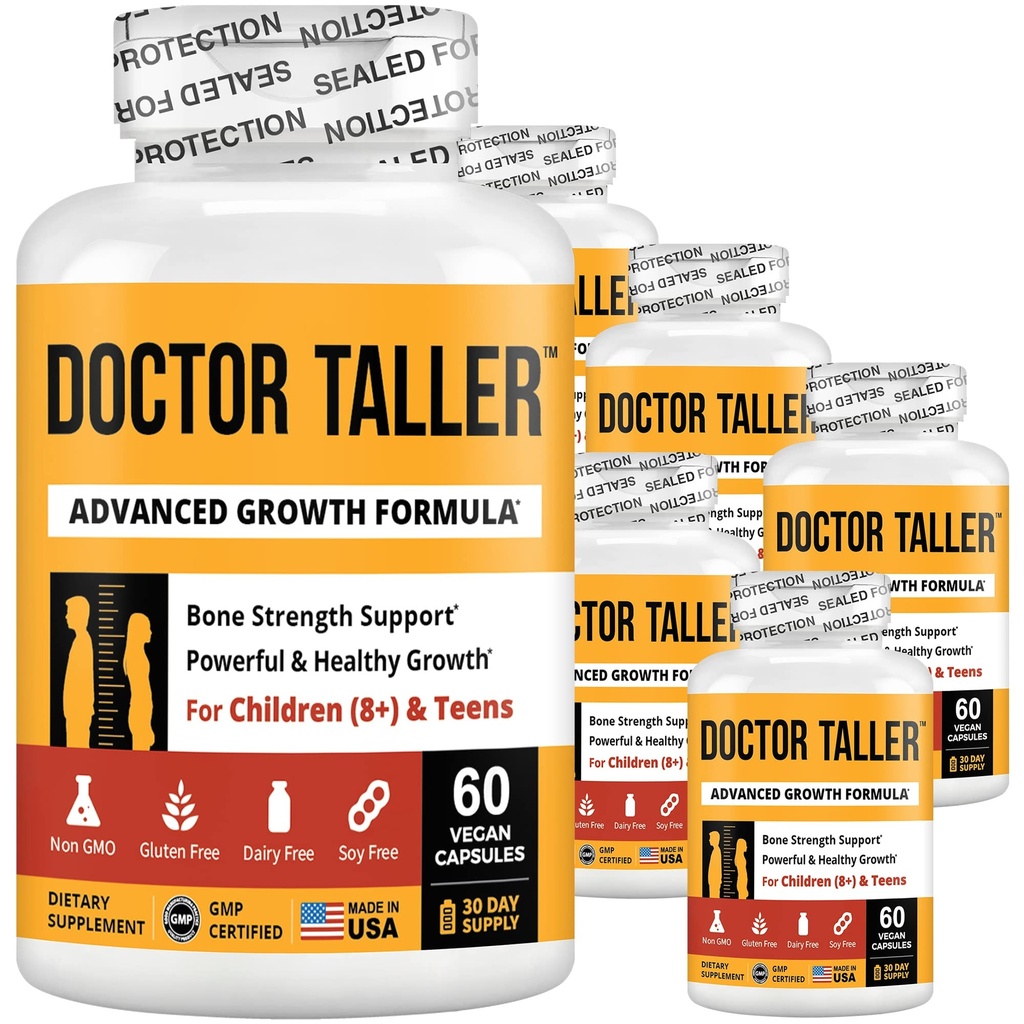 NuBest Doctor Taller - Hoogte Groei Formule - Ondersteunt Hoogte Groei en Immuniteit - Keto met Calcium, Vitamine D3, Vitamine K2, Aminozuren & Herbs voor kinderen (8+) - 6 Pack 