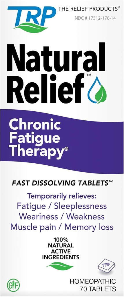 The Relief Products Chronische vermoeidheidstherapie - 100% natuurlijke actieve ingrediënten - vermoeidheid, zwakte, CFS, vermoeidheid - snelle oplossen tabletten - 70ct