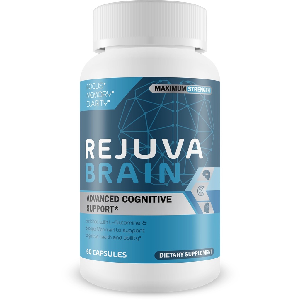 Rejuva Brain- Advanced Cognitive Support- Verrijkt w/L-Glutamine & Bacopa Monnieri ter ondersteuning van cognitieve gezondheid en vermogen