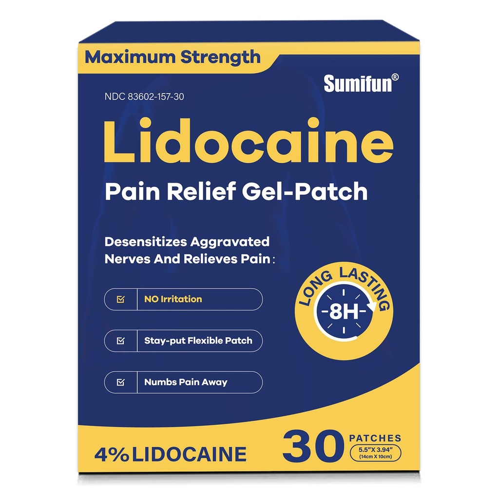 Sumifun 4% Lidocaïne pijn verlichting Patches 30 Tellen Maximale sterkte Numbing Gel Patch voor terug Knie nek gewrichtspijn spierpijn Topische Analgesic FSA of HSA in aanmerking komende