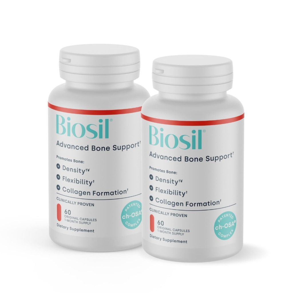 Biosil Bone Collagenizer Ultra - 60 Veggie Capsules, Verpakking van 2 - met gepatenteerde ch-OSA Complex + Choline, Inositol, MK7 & Vitamine B12 - GGO-vrij - 60-dagen levering