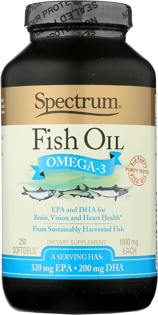 Spectrum Essentials Softgels, Visolie Omega-3, 1000 mg, 250 Tellen