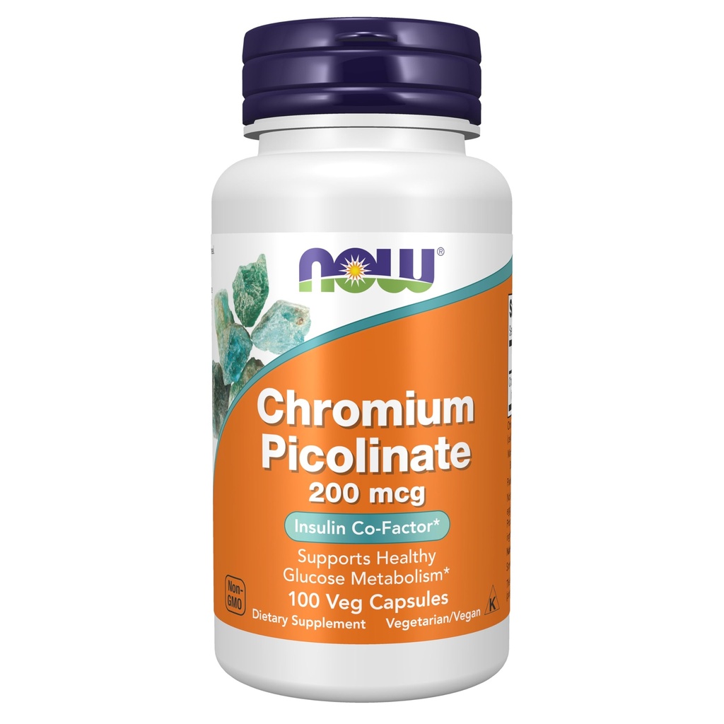 NOW Supplementen, Chroom Picolinaat 200 mcg, Insuline Co-Factor*, 100 Veg Capsules