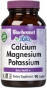 Bluebonnet Calcium Magnesium Kaliumsupplement voor vrouwen en mannen - Ondersteunt gezonde botten - Calcium 1000mg Mineral Supplement Chelate Form - Non-GMO, Veganist, Glutenvrije Capletten 90