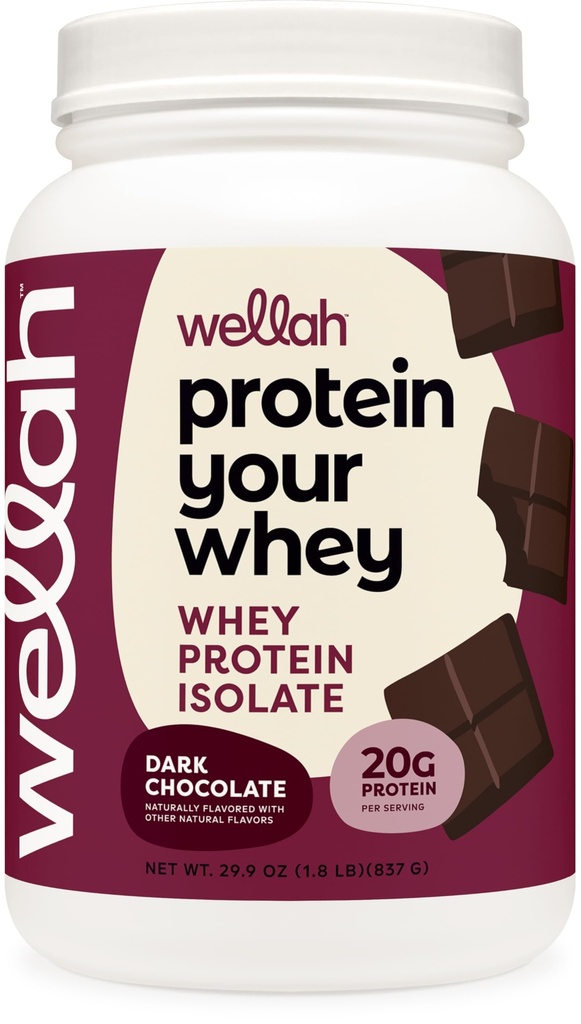 Wellah eiwit uw wei (30 porties, donkere chocolade) - Wei eiwit isolaat eiwit