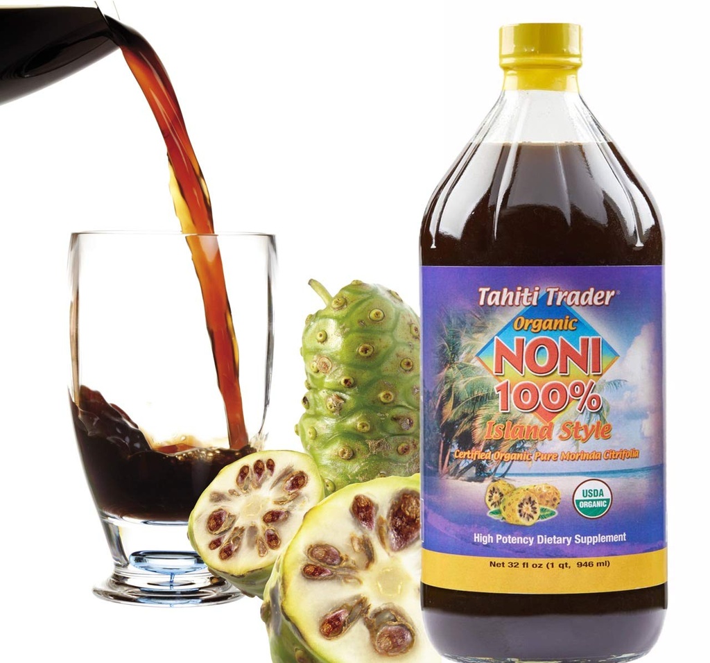 Tahiti Trader Island Style High Potency Noni Juice - Pure Noni Fruitsap Gefermenteerd tot vinegar - Organic Antioxidant Superfood Support Energy & Body Health - (32oz, 1 Pack)