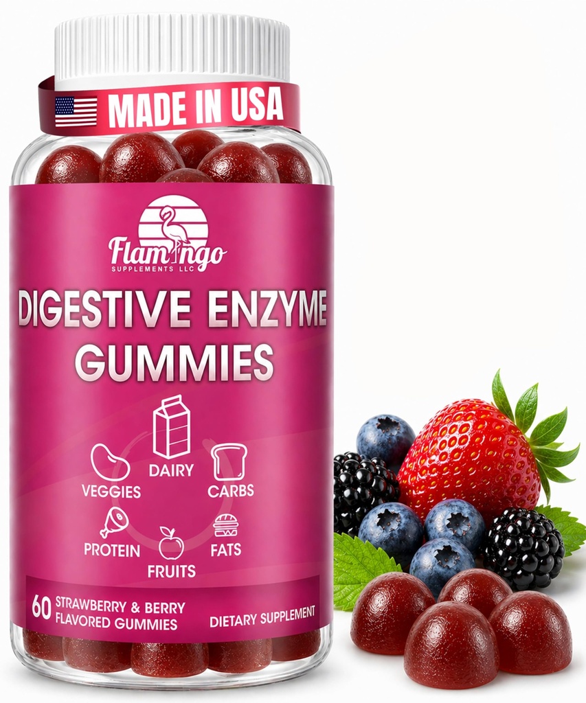 Digestieve Enzymen Kauwbare Gummies: Helpt Food Intolerance, Debloat, en Digest Dairy, Carbs, Veggies, Proteïne, Fruit - Amylase Protease Lipase Lactase- Natuurlijk Flavored Vegan Gummies. Aantal