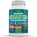 NIEUWE AGE Ooggezondheidsvitaminen met bosbes luteïne en zeaxanthine Lycopeen Resveratrol Grape Seed Astaxanthine - Eye Vitamin - 60 Tel.